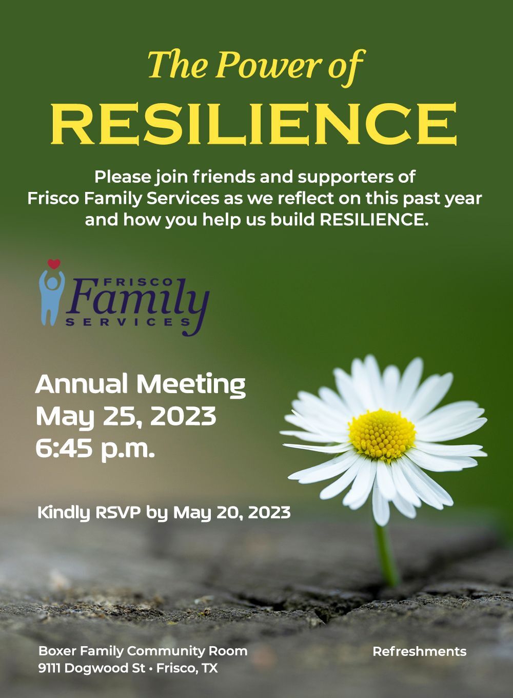 2023 Frisco Family Services Annual Meeting Invite