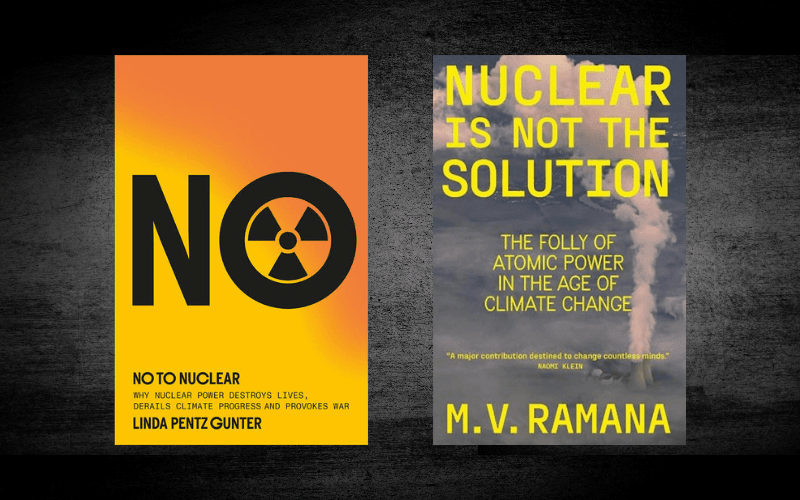 No to Nuclear book cover and book cover for Nuclear is not the Solution
