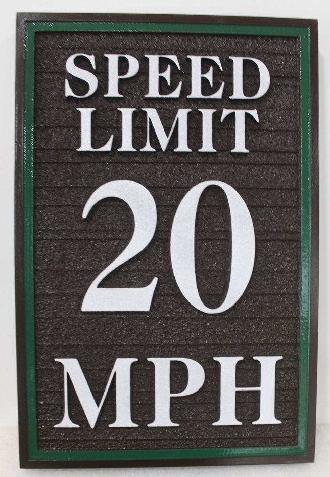 !7273A - Carved and Sandblasted "Speed Limit 20 MPH" Sign