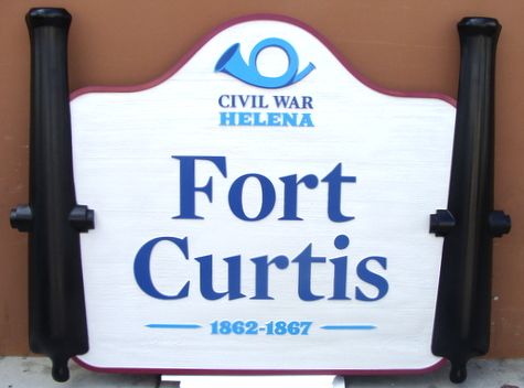 MP-2840 - Carved Historic Ft. Curtis Sign, Artist Painted
