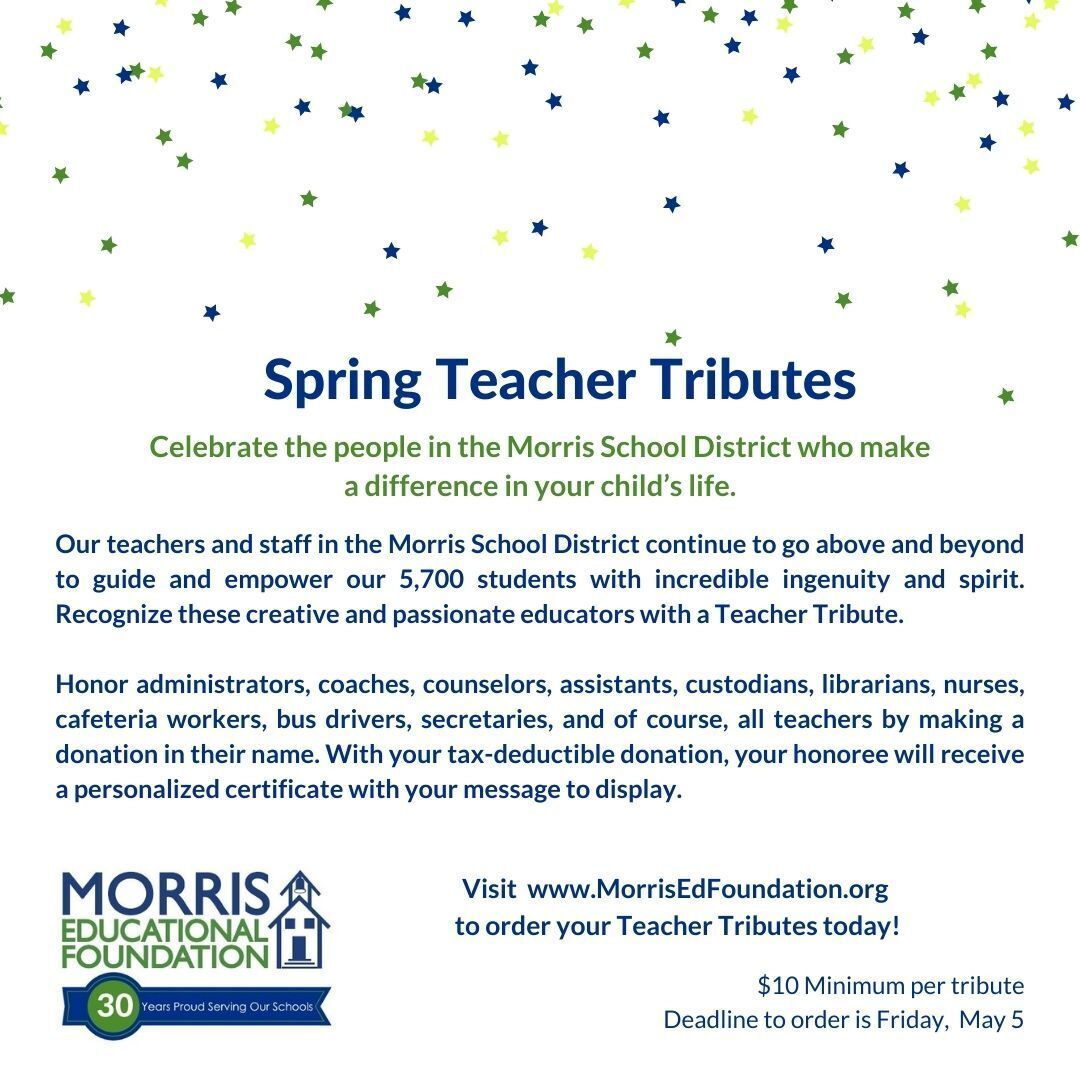 Celebrate Teachers in the Morris School District with a Teacher Tribute