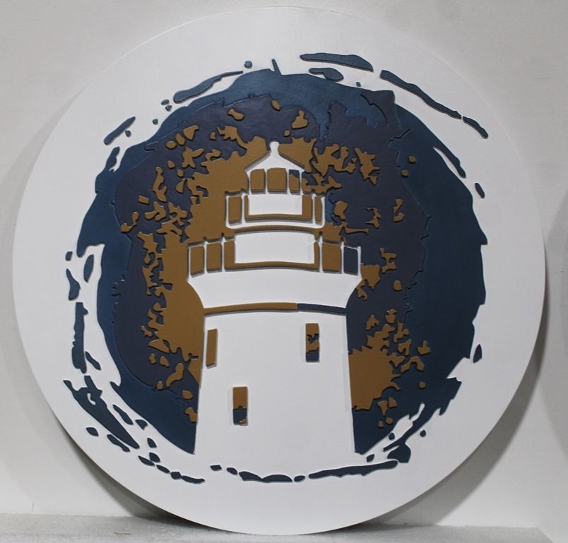 L21432 - Carved  2.5-D Multi-level  Sign featuring a Lighthouse 