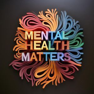 mental health matters poster with yellow, blue, pink, purple colors