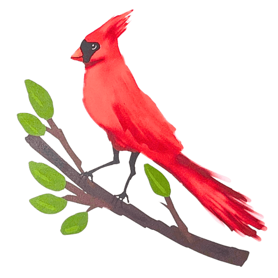 artwork of a vibrant red cardinal