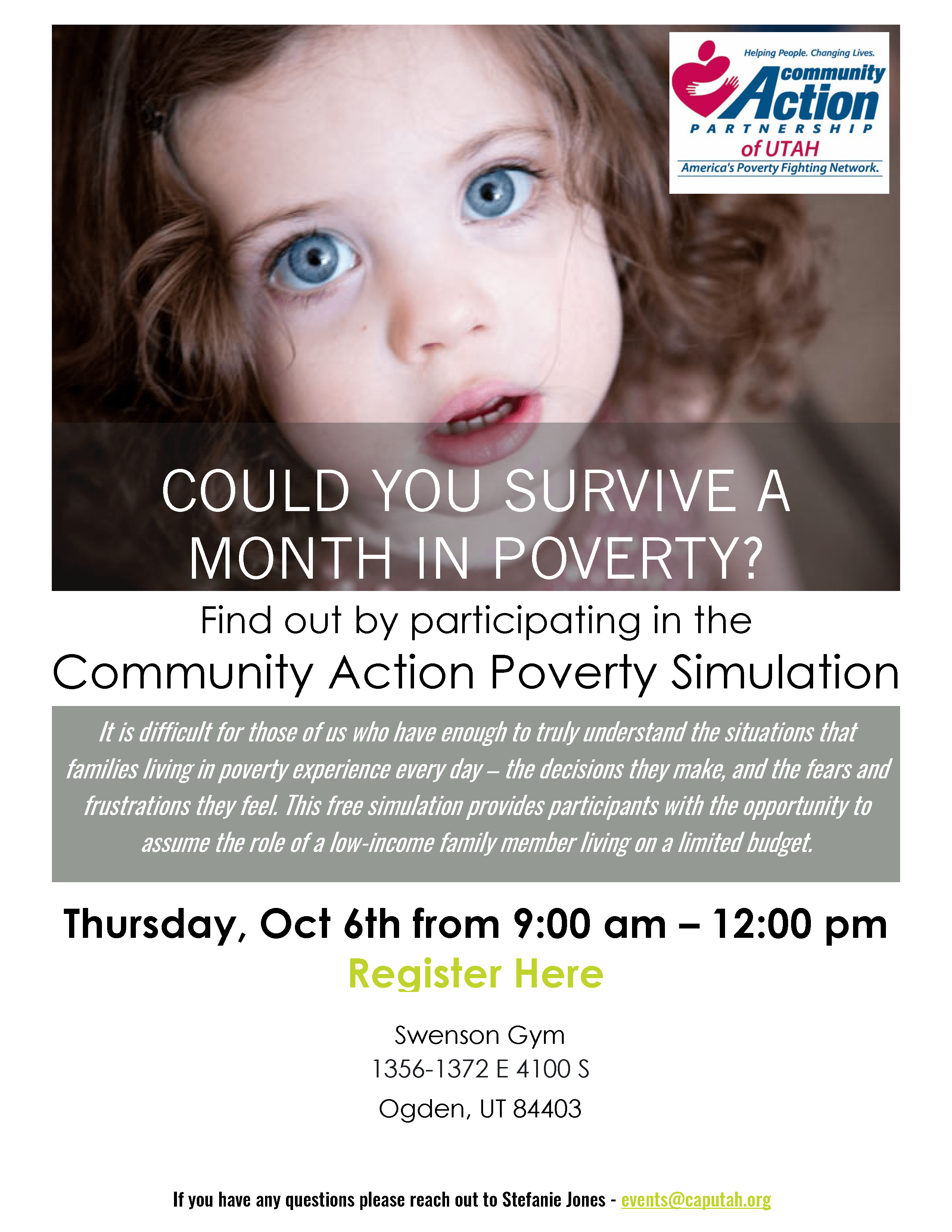 Can You Survive a Month in Poverty - Join Us October 6, 2022 to find out!