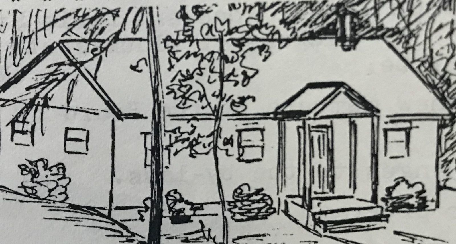 Ink drawing of a house