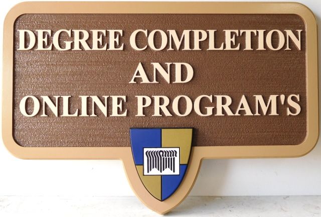 FA15679 - Carved HDU Building  Sign "Degree Completion and Online Programs" for a University, 2.5-D 