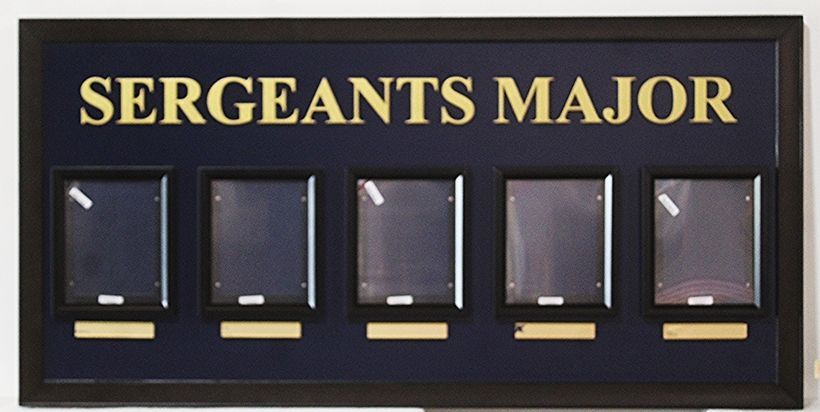 SB1162 - Engrave Dark-Staine Mahogany Photo Plaque Honoring Five Sergeants Major 