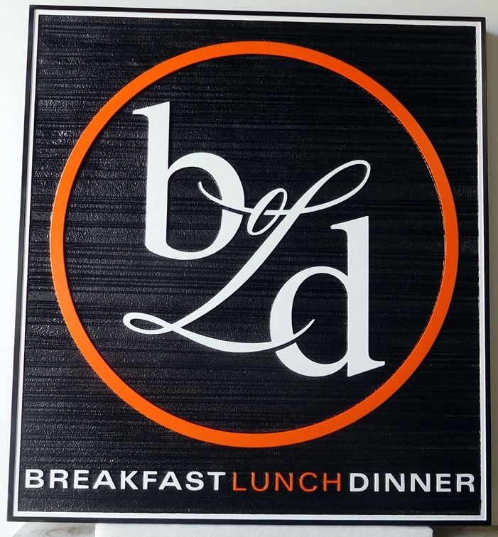 Q25055A- Carved Sign for Restaurant Serving Breakfast, Lunch and Dinner. (See Q25053 below.)