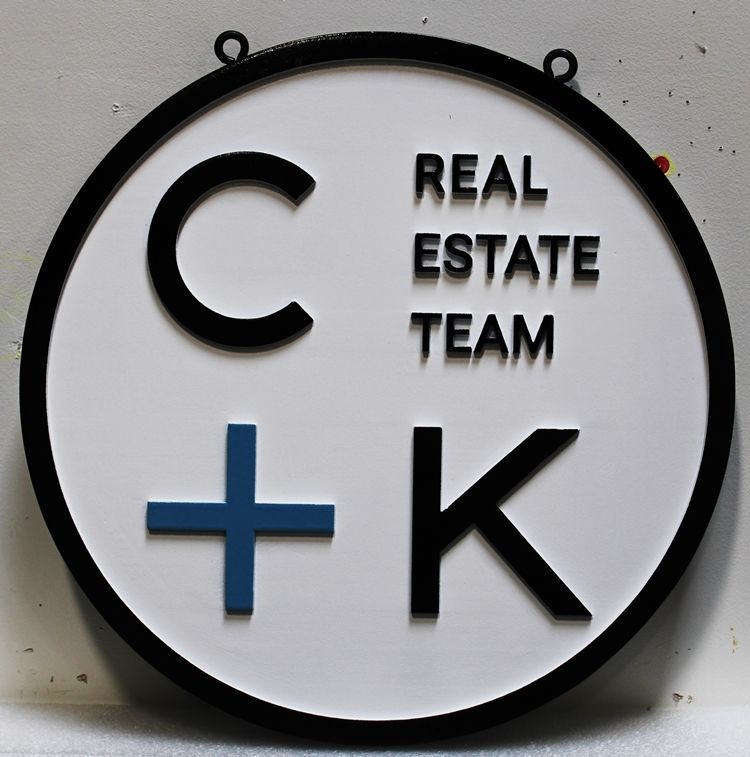 C12334 - Carved High-Density-Urethane (HDU) sign for "C+K Real Estate Team"
