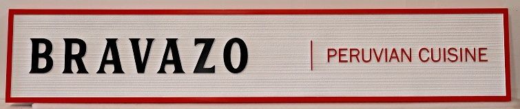 Q25044A - Carved and Sandblasted Wood Grain Sign for "Bravazo Peruvian Cuisine"