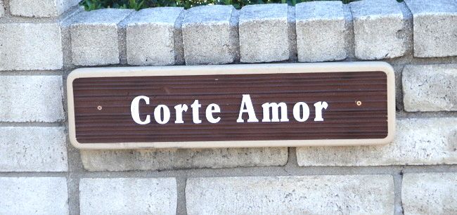 KA20667 - Carved Wood Grain Spanish Sign "Corte Amor" Courtly Love