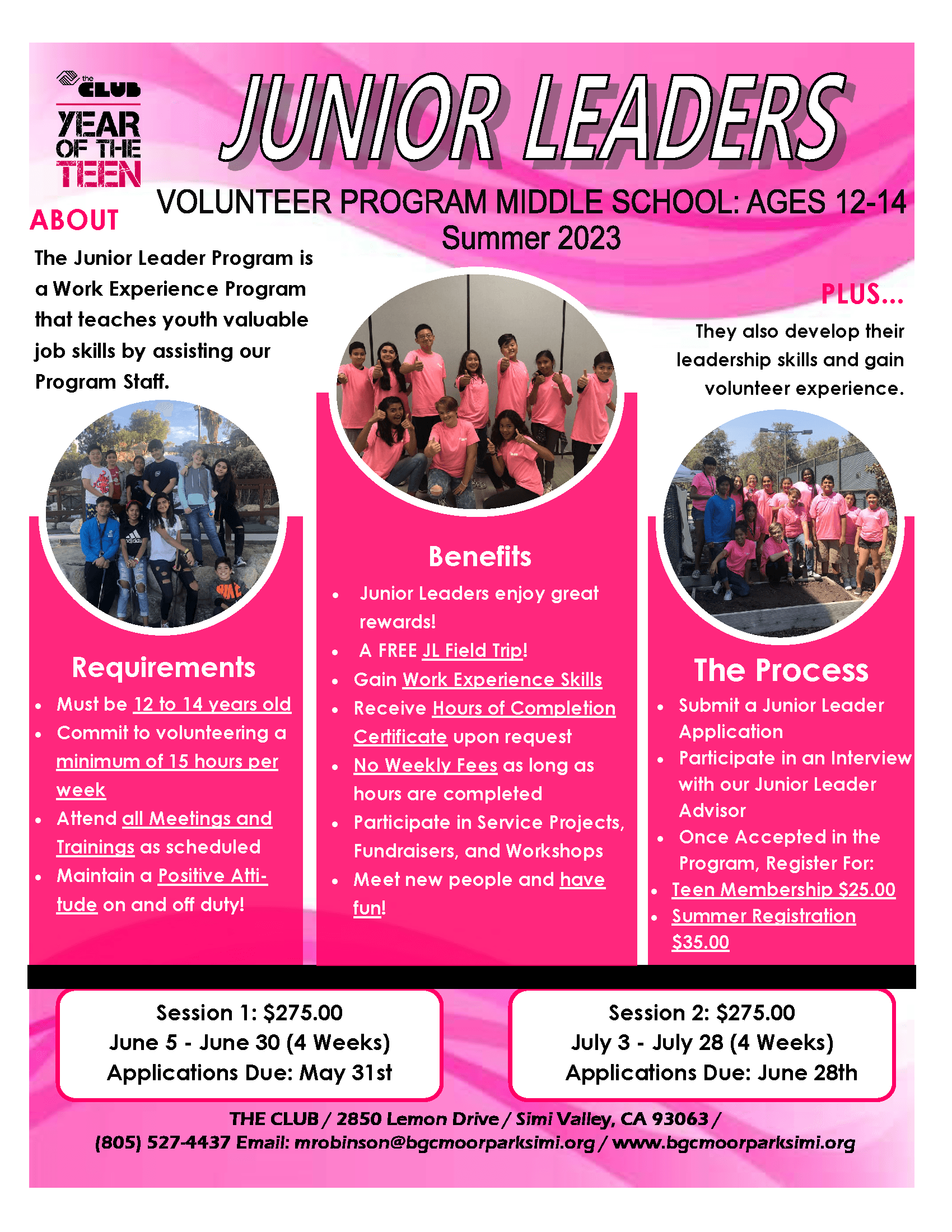 Junior Leader Flyer Summer 2023