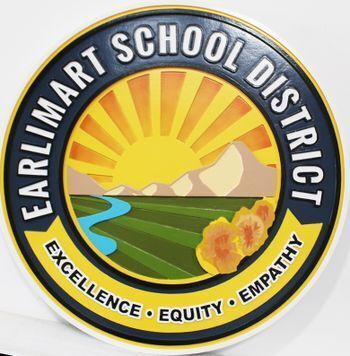 TP-1290 - Carved 2.5-D Multi-Level Raised Relief HDU Plaque of the Seal of Earlimart  School District 