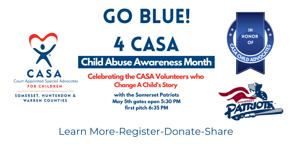 We're raising funds for CASA and recognizing Child Abuse Awareness Month with the Somerset Patriots!
