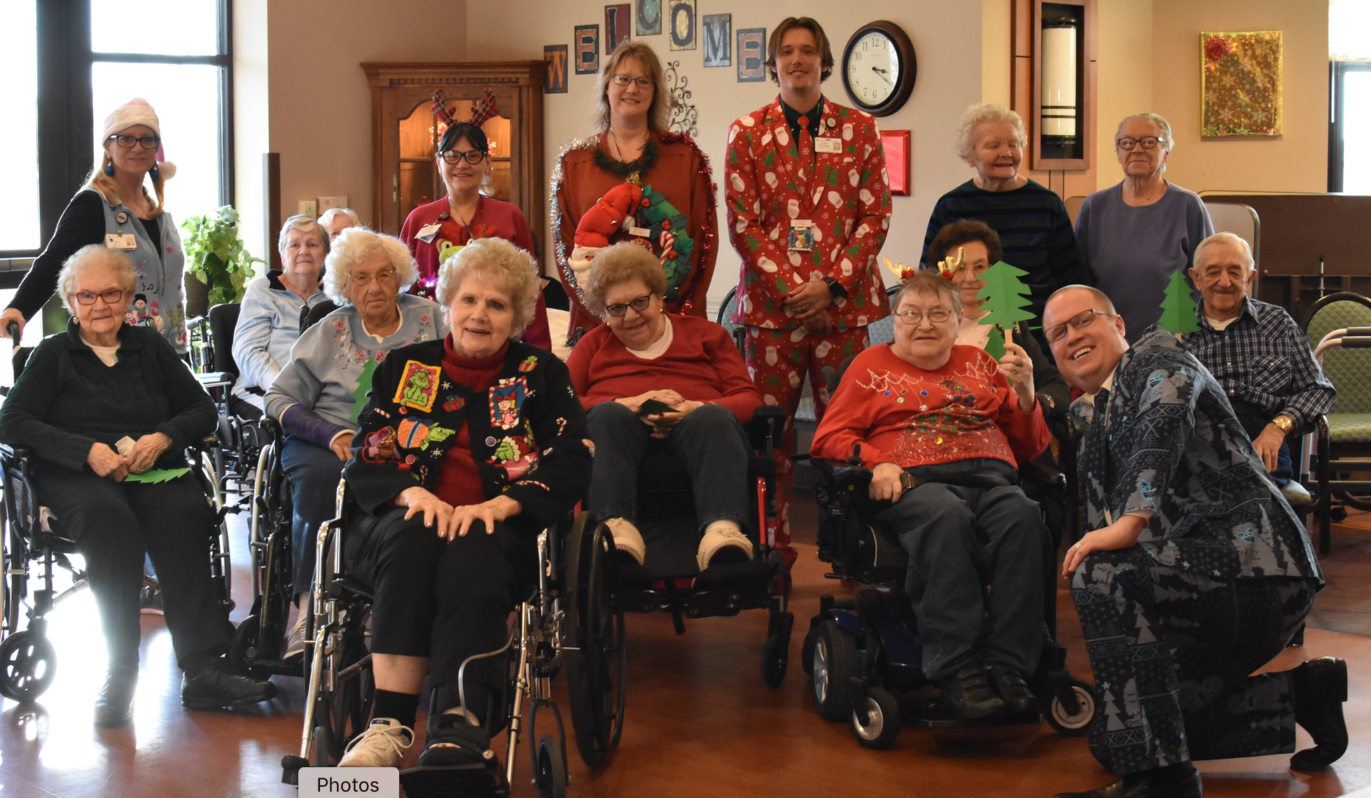 Nursing Home Residents join in Christmas Ugly Sweater Contest