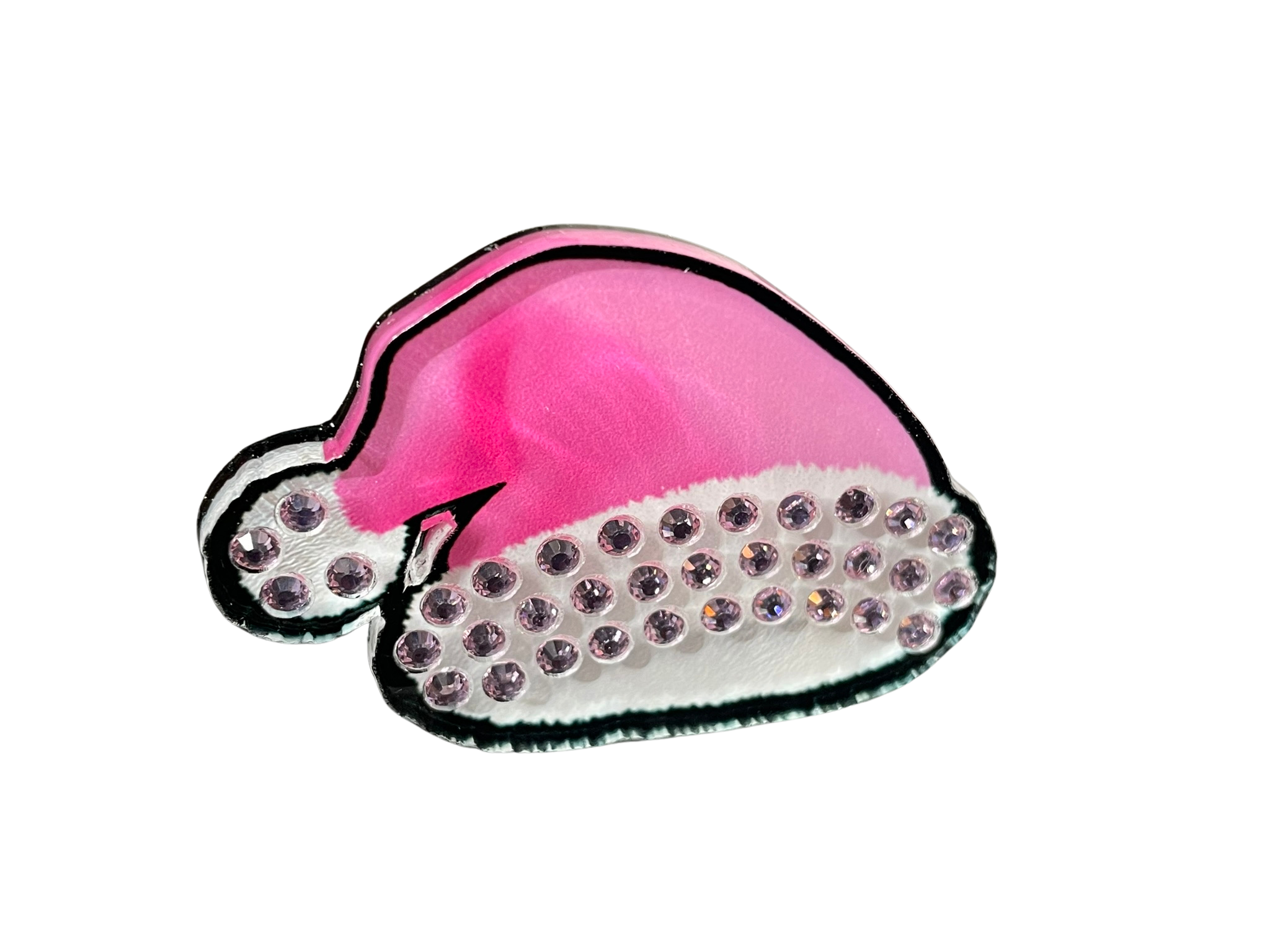 Rhinestone Pink Santa Hat Acrylic Pin