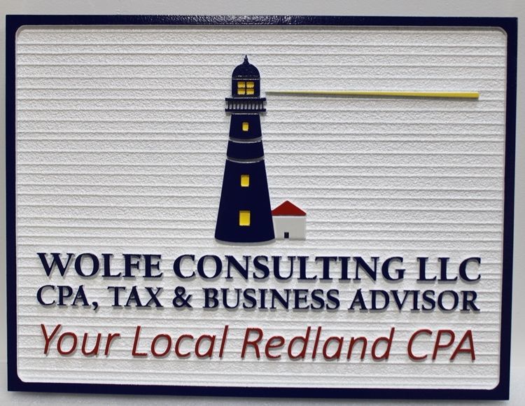 C12097 - Carved Raised Relief  Sandblasted Wood Grain  High-Density-Urethane (HDU) sign  that was made for the Wolfe Consulting LLC