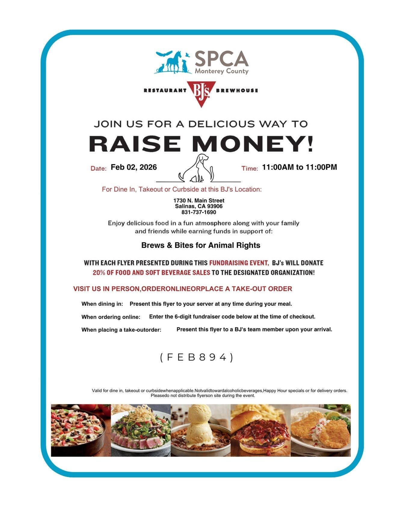 Join SPCA at BJ's to raise money for shelter pets! Use code FEB894