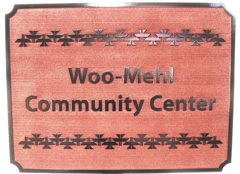 F15559A - Carved and Sandblasted Wood Grain sign for the Woo-Mehl  Community Center