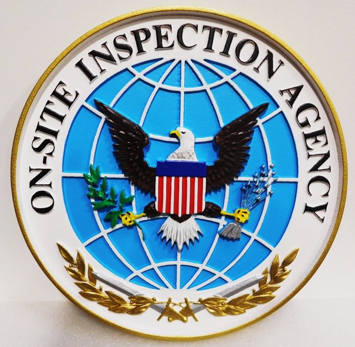 IP-1723 - Carved Plaque of theSeal of the On-Site Inspection Agency, 3-D Artist-Painted