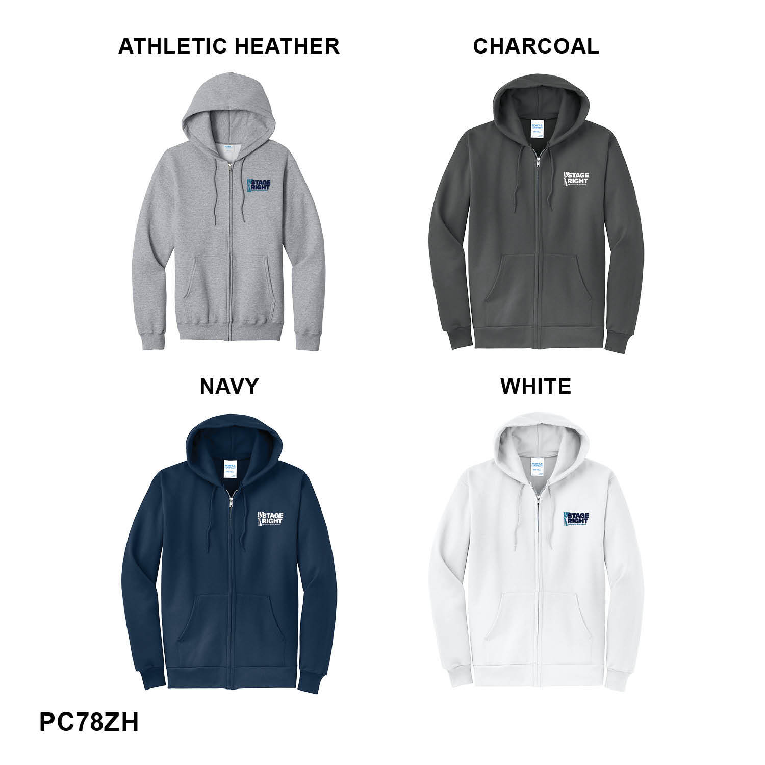 2026 NEW STAGE RIGHT LOGO - UNISEX Port & Co™ Core Fleece Full-Zip Hooded Sweatshirt