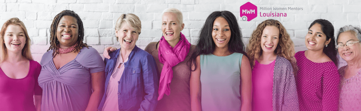 Image of 8 diverse women standing shoulder to shoulder wearing bright colored clothing, smiling and appearing happy and ready to engage in conversation