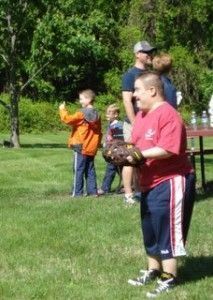 Man playing baseball.