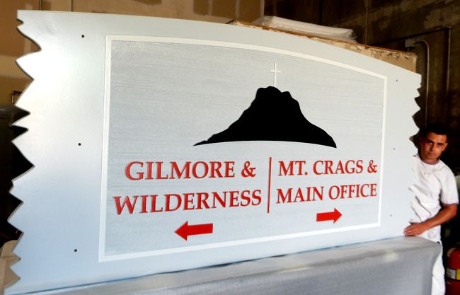 G16331 - Sign for The Salvation Army Camp and Conference Center  with Mountain and Cross