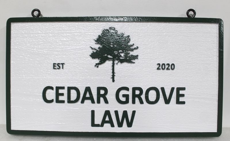 A10533 - Carved 2.5-D Multi-Level Cedar Wood  Sign for the Cedar Grove  Law Firm 