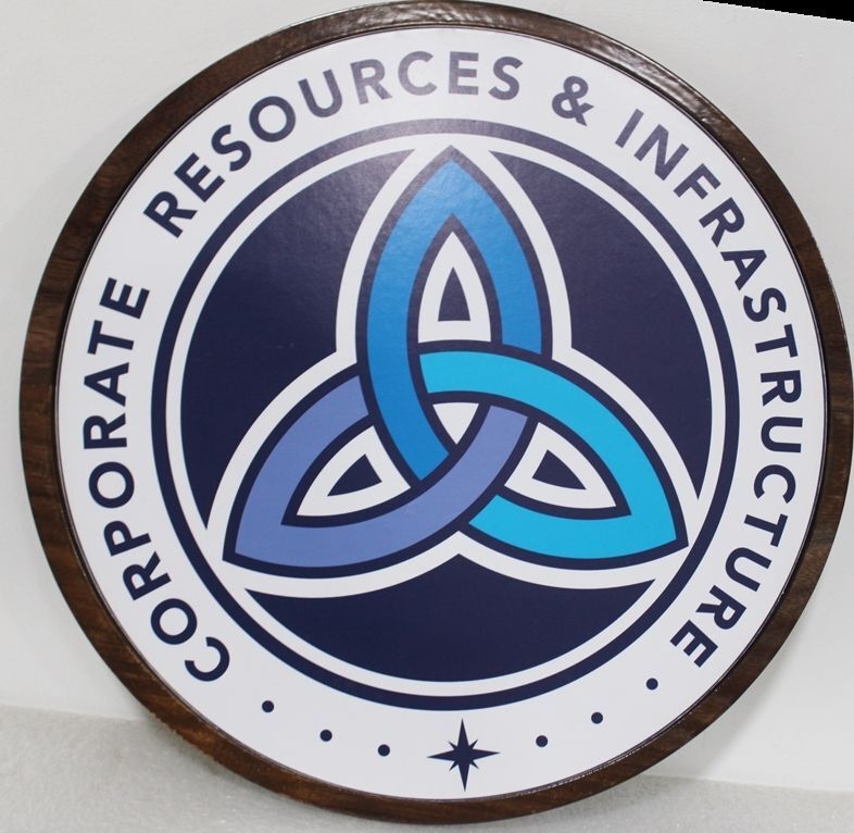 AP-3203 - Carved 2.5-D HDU Plaque of the Seal of the Office of Corporate Resources & Infrastructure