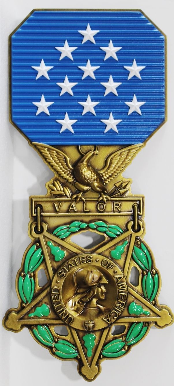 MP-3522LP-9149 - Carved 3-D Bas-Relief HDU Plaque of the Medal of Honor, US Army Recipient