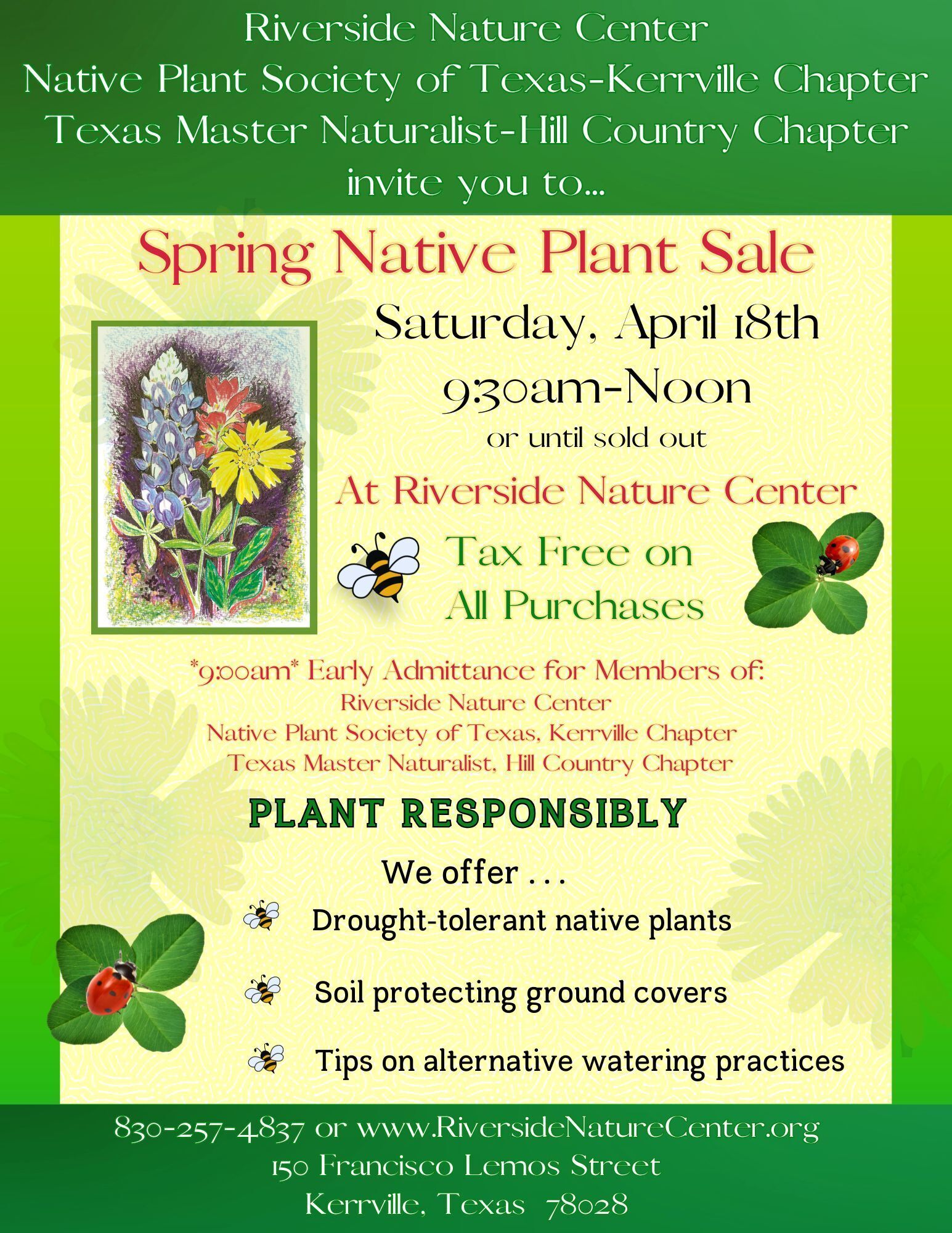 plants near me, Riverside Nature Center, Native Plant Sale, Kerrville, Nature lover, fundraiser
