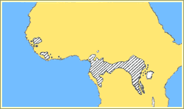 Present range of chimpazees in Africa