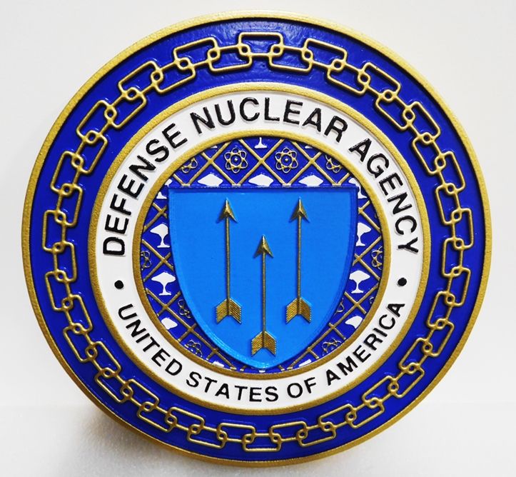 IP-1724 - Carved Plaque of the Seal of the Defense Nuclear Agency (DNA), 3-D Artist-Painted