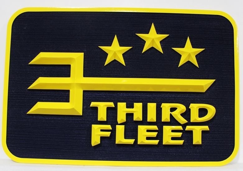 JP-1215 - Carved 3-D HDU Plaque of the Insignia of the Third Fleet,  US Navy