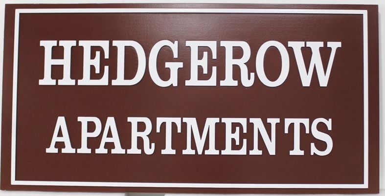 K20550 - Carved High-Density-Urethane (HDU)  Entrance  Sign for the "Hedgerow Apartments " 