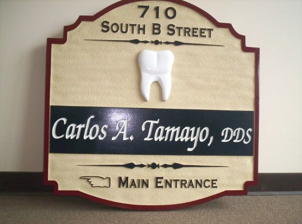 BA11582 – Sandblasted Dentist Wall Sign with Carved Molar