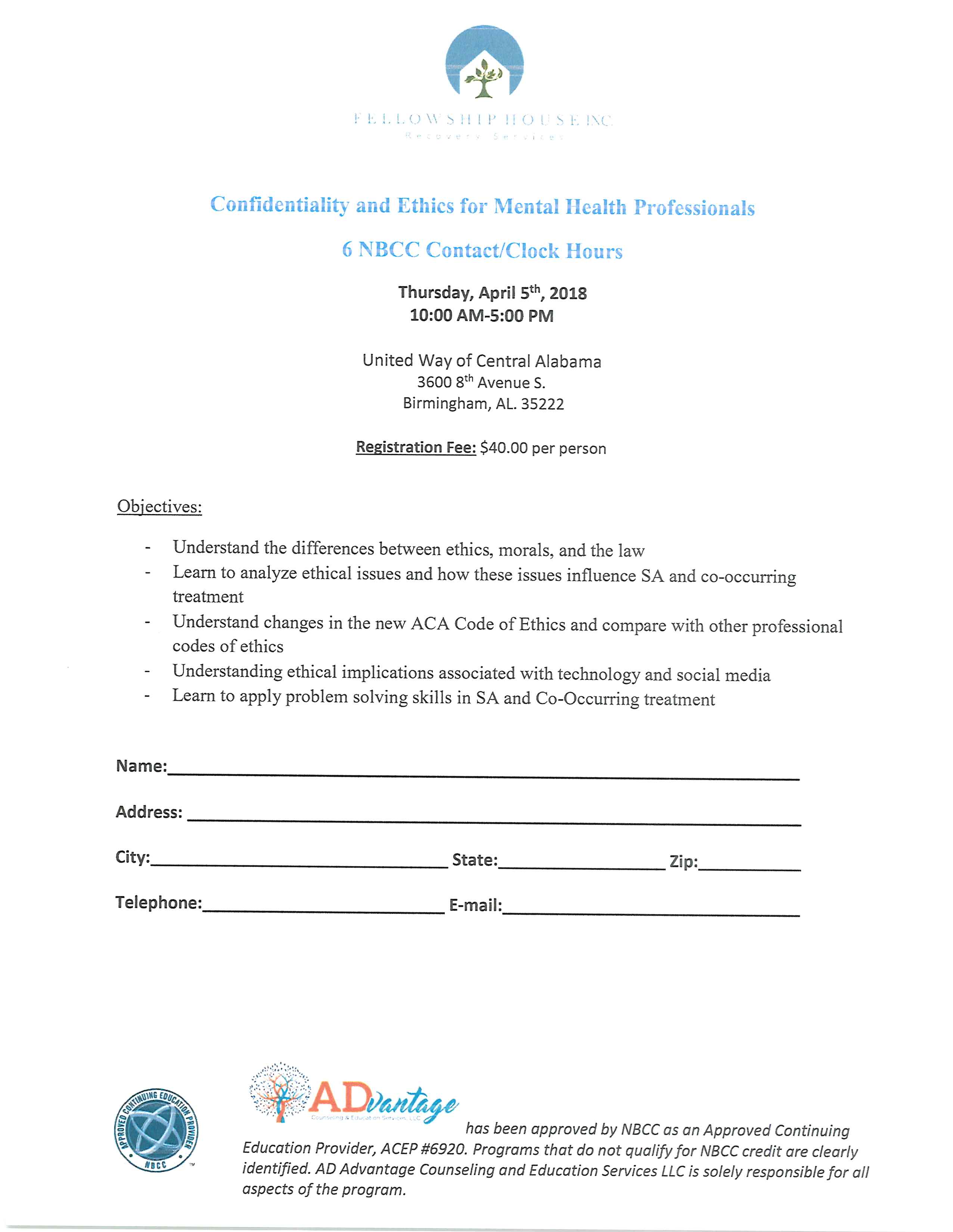 Confidentiality and Ethics for Mental Health Professionals (6 NBCC Contact/Clock Hours)