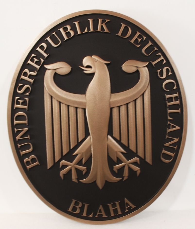 EP-1085 - Carved 3-D Bas-Relief Bronze-Plated Plaque of the Seal of the Bundesrepublik Deutschland (Germany)