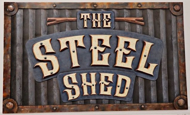 SA28071 - Carved and Engraved Sign for "The Steel Shed"