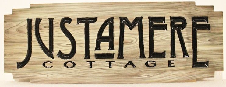 M22033 - Custom Carved and Sandblasted Wood Sign for "Justamere Cottage"