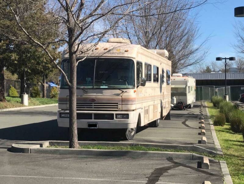 RV in Safe Parking Lot