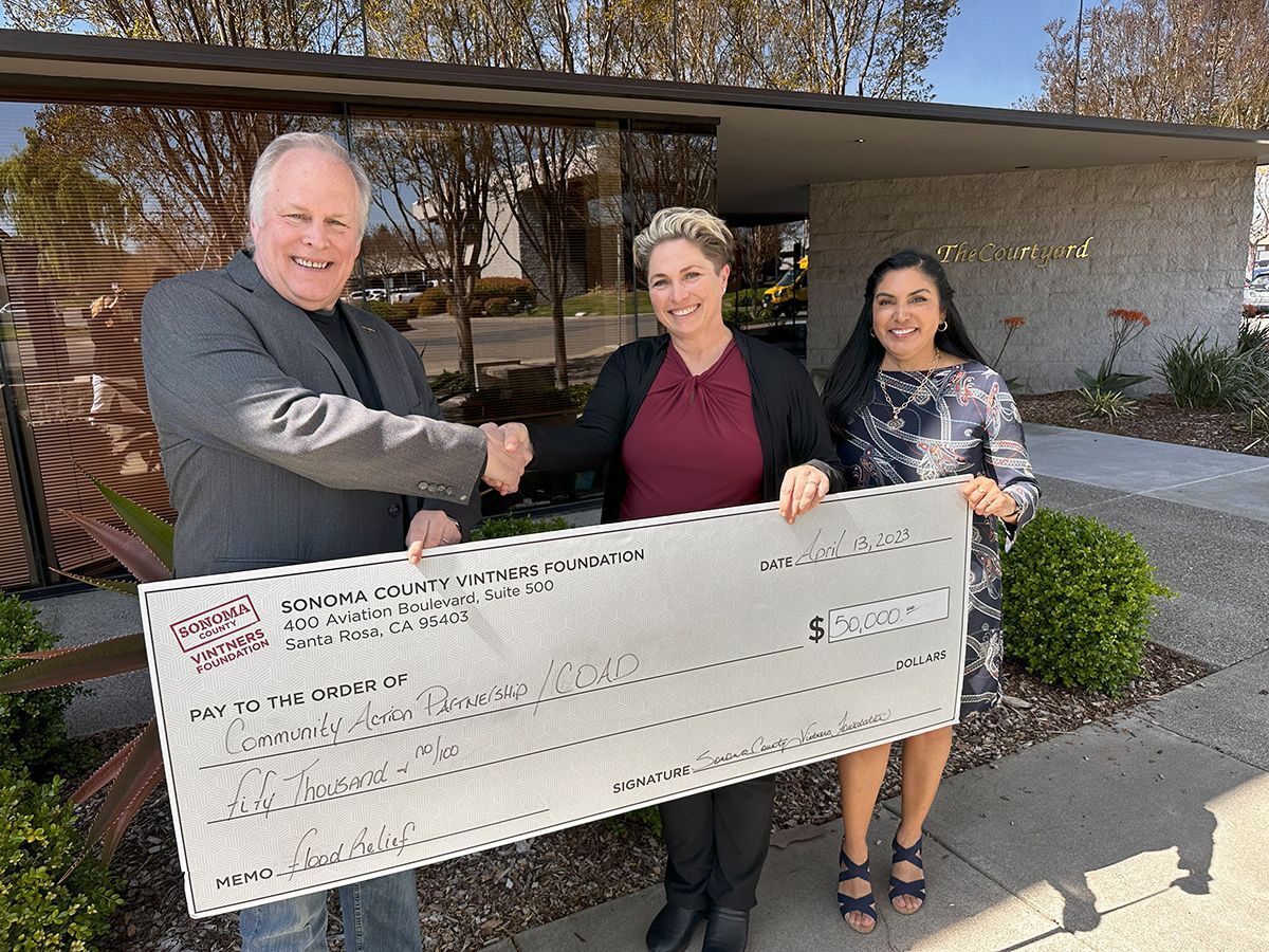 Sonoma County Vintners Foundation Makes Emergency Relief Donation to Sonoma COAD