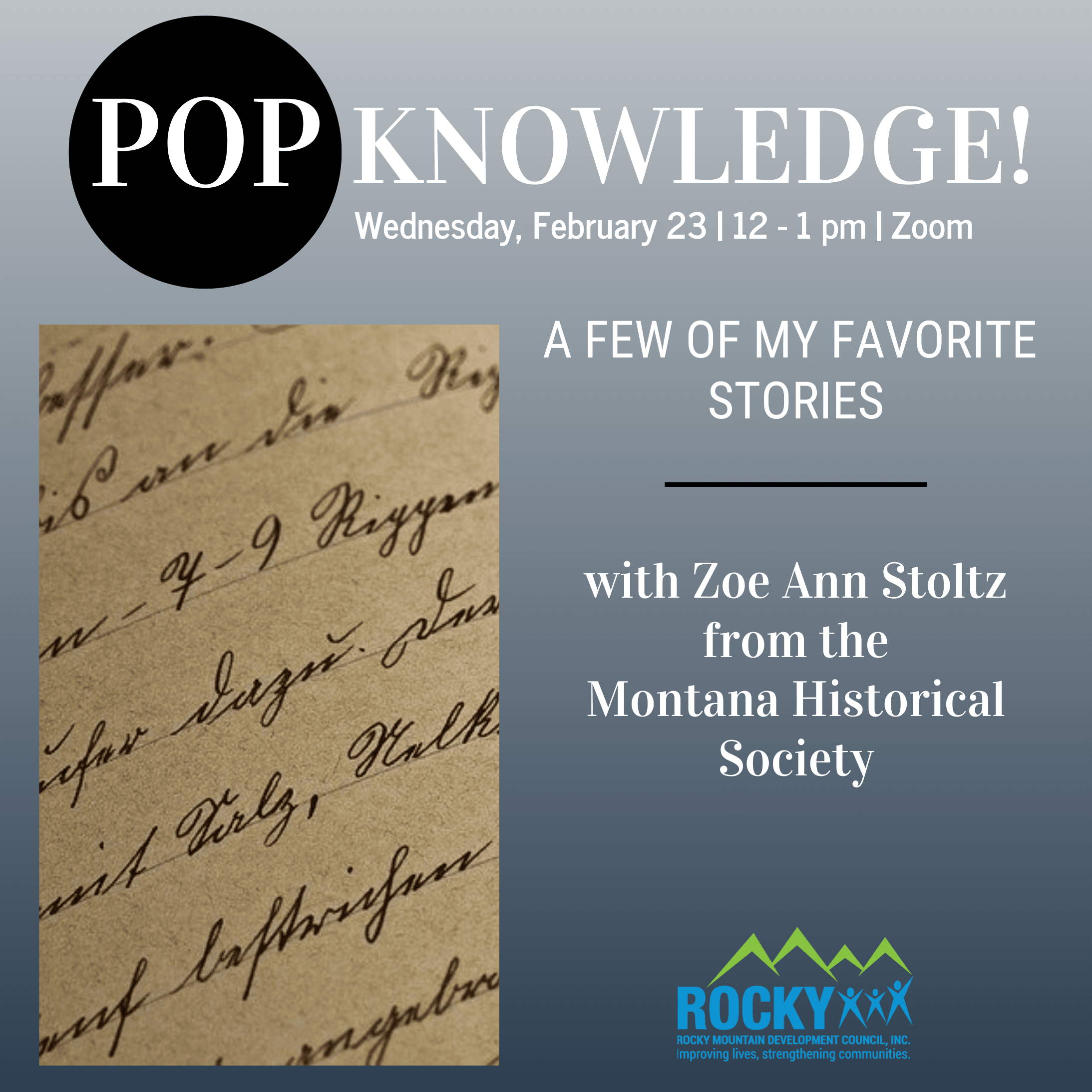 Join us for a PopKnowledge! session with Zoe Ann from the Montana Historical Society as we discuss some of our favorite tidbits of Montana History!