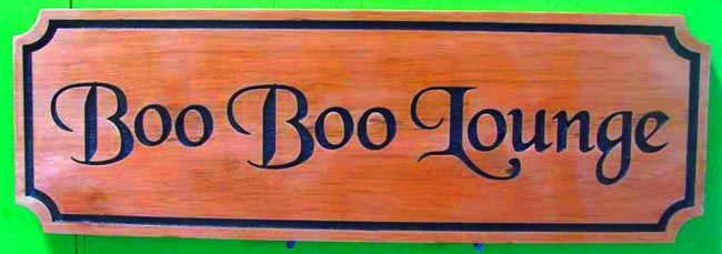 RB27125 - Stained Cedar Cocktail Lounge Sign for the "Boo Boo Lounge"
