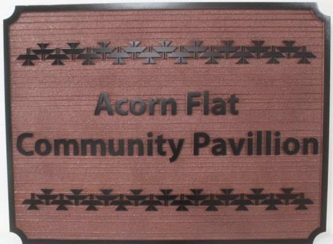 GA16555 - Carved High-Density-Urethane (HDU)  Sign for "Acorn Flat Community Pavilion" 