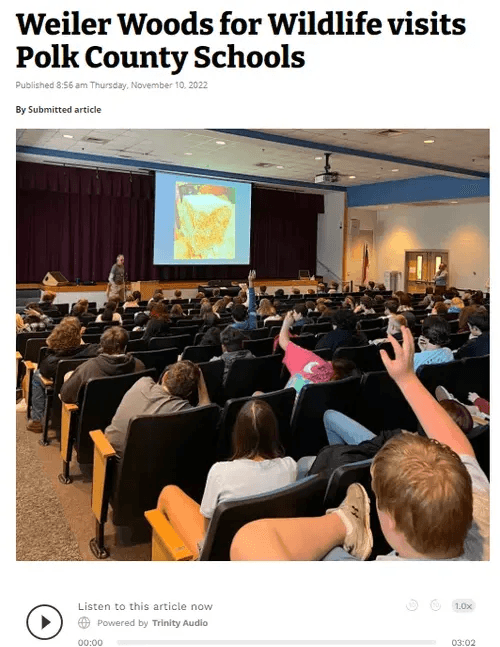 Weiler Woods for Wildlife Visits Polk County Schools