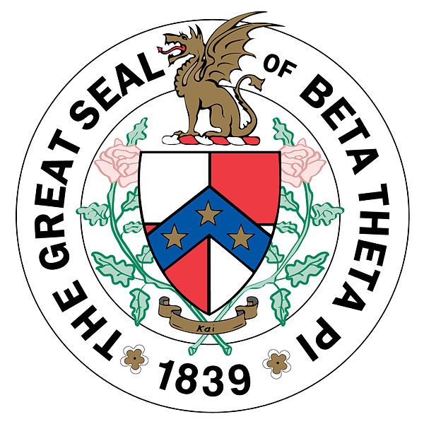 Y34525 - Carved 2.5-D (Flat Relief) HDU Wall Plaque for Beta Theta Pi Fraternity Great Seal
