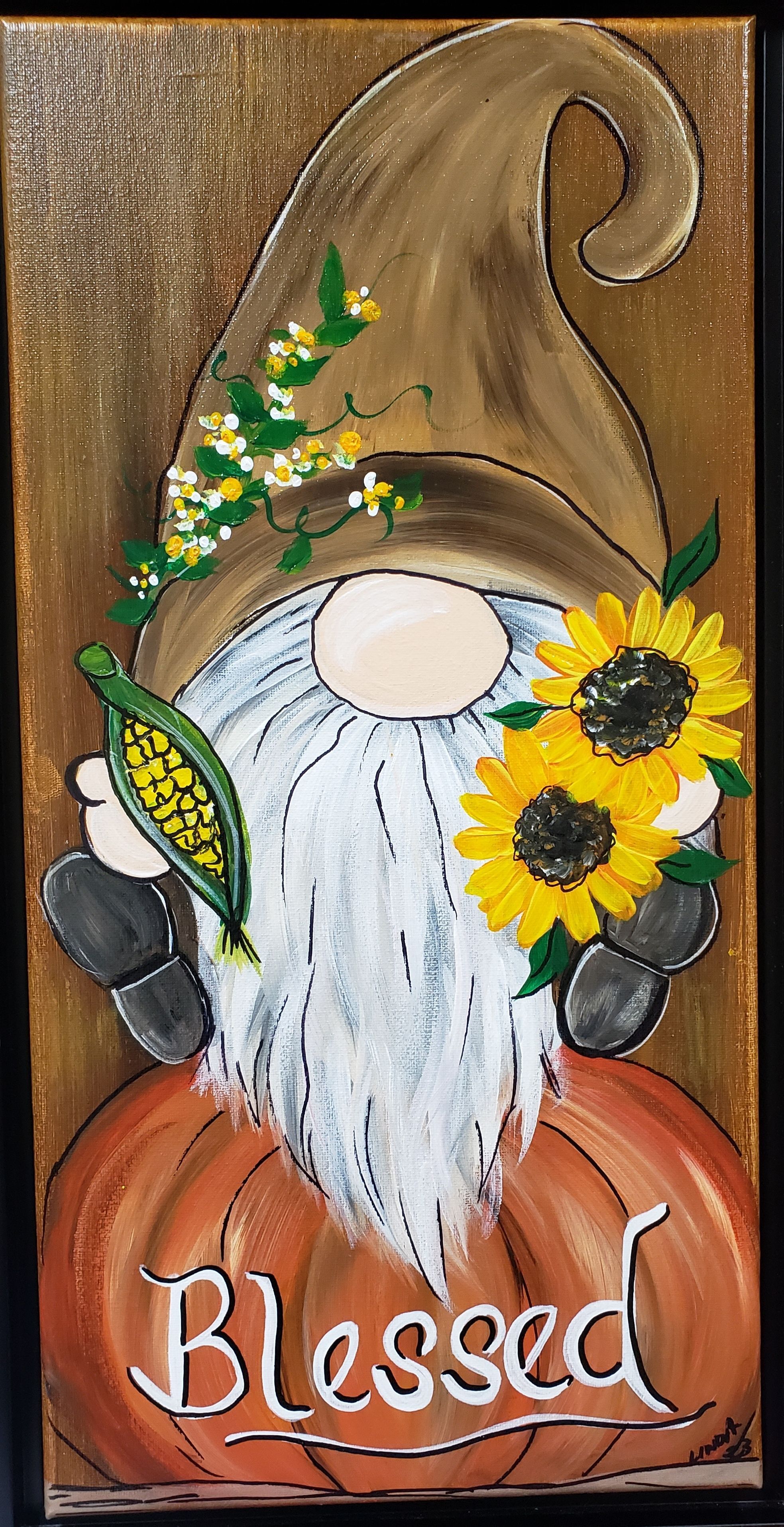 "Autumn Gnome" Corks & Canvas Class with Linda Anderson-Paine